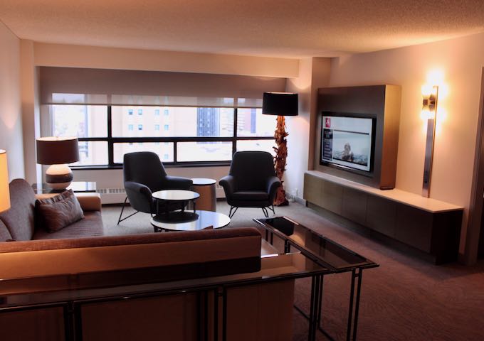 The suites have large living rooms.