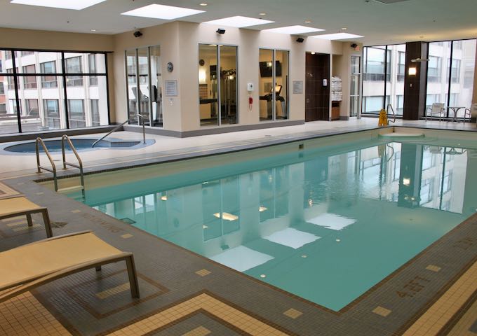 There is an indoor pool and hot tub.