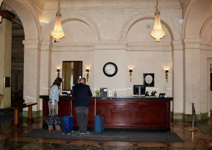 The front desk is located in the lobby.