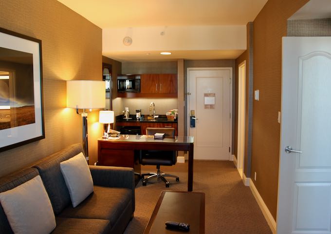 The suites have separate living rooms with kitchenettes.