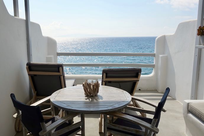 View from a studio suite at Blue Waves in Paros
