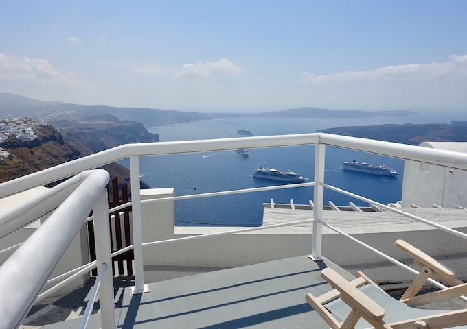 View from a private terrace at Santorini Mansion in Imerovigli