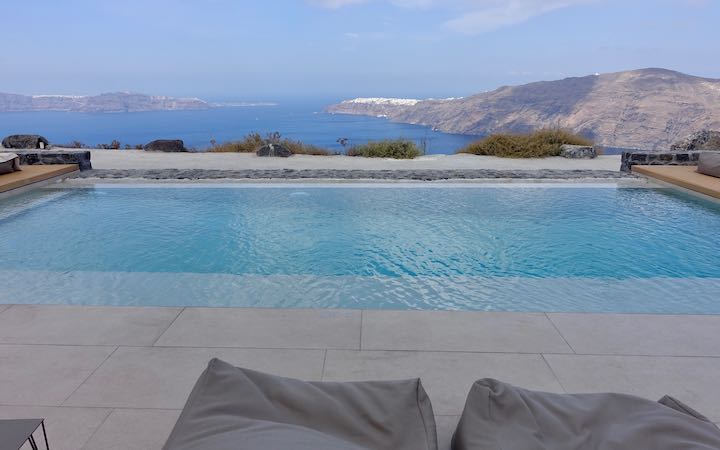 The new heated pool at Rocabella Santorini