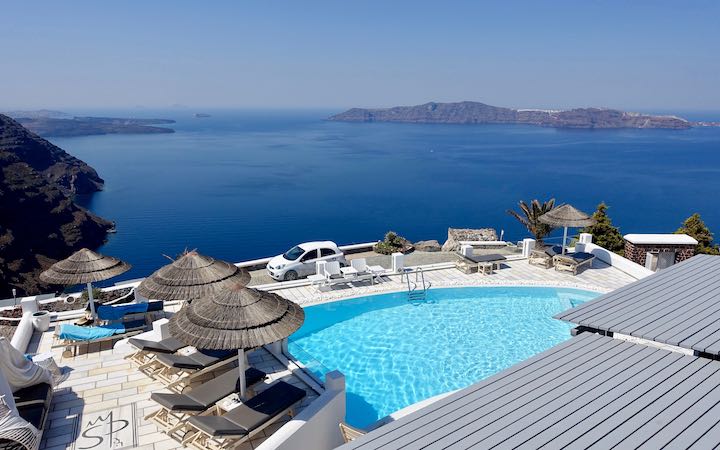 Pool and view at Santorini Princess Spa Hotel