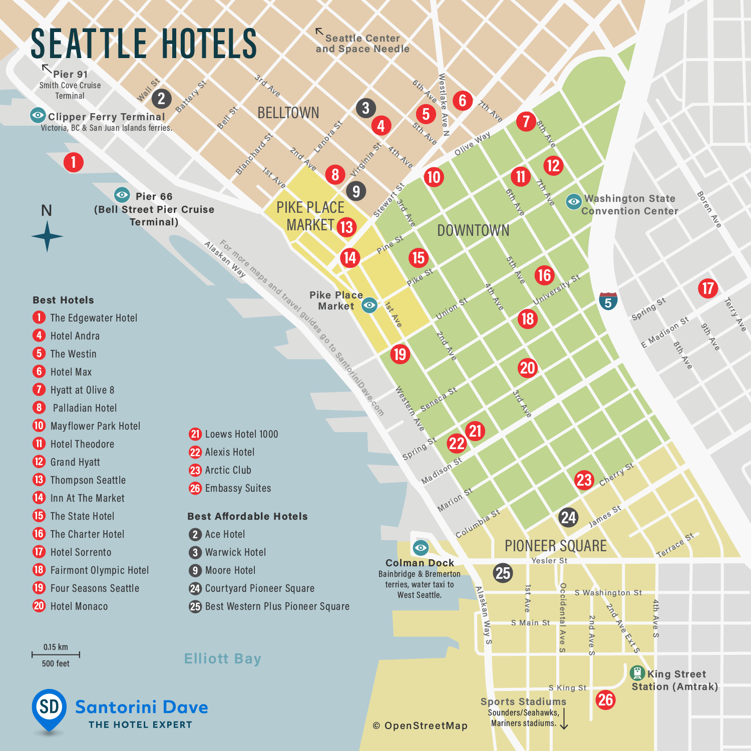 Seattle Hotels Map 
