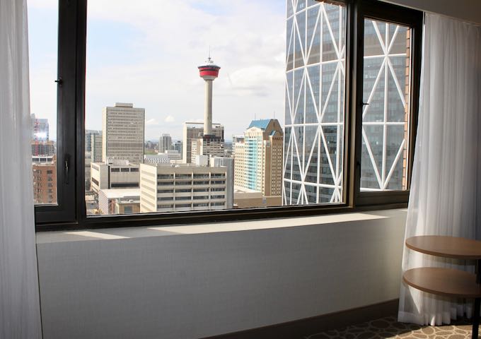 South-facing rooms offer views of the city.