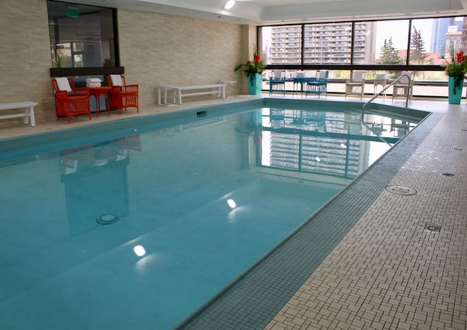 The indoor pool is large.
