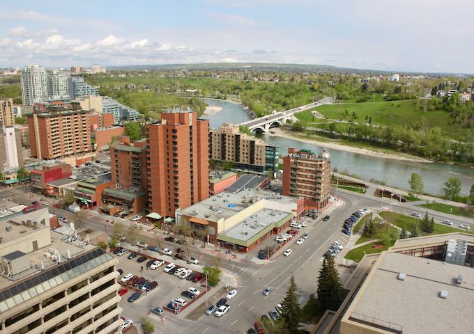 North-facing rooms overlook the Bow River.