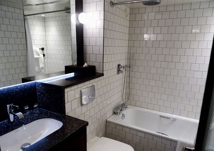 All bathrooms are similar though some don't have bathtubs.