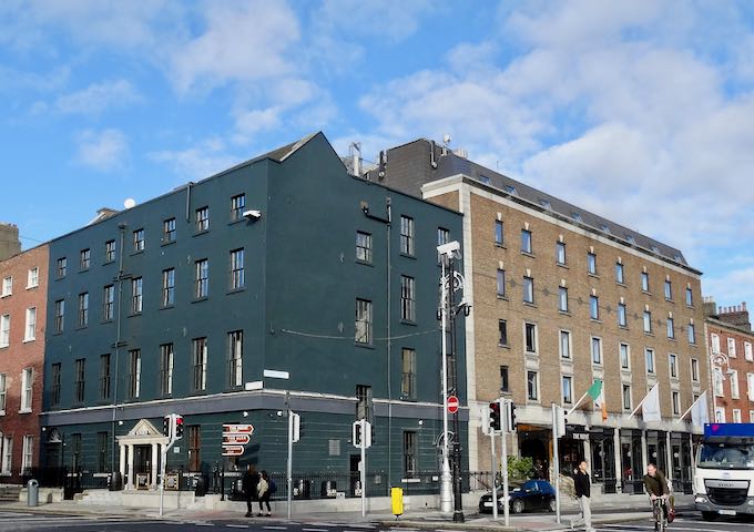 The hotel is located on the corner of Clare Street.