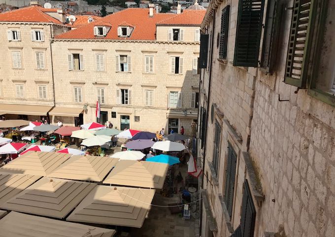 It overlooks the farmers' market.