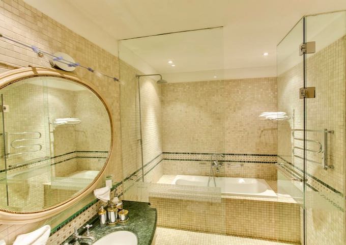 All bathrooms have tub and shower combos.