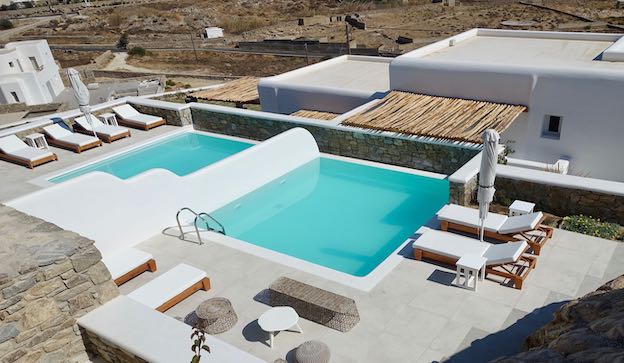 Two private pools at Katikies Villas in Elia