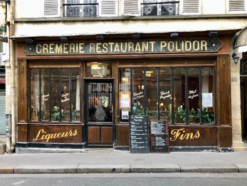 Exterior of Polidor restaurant in Paris