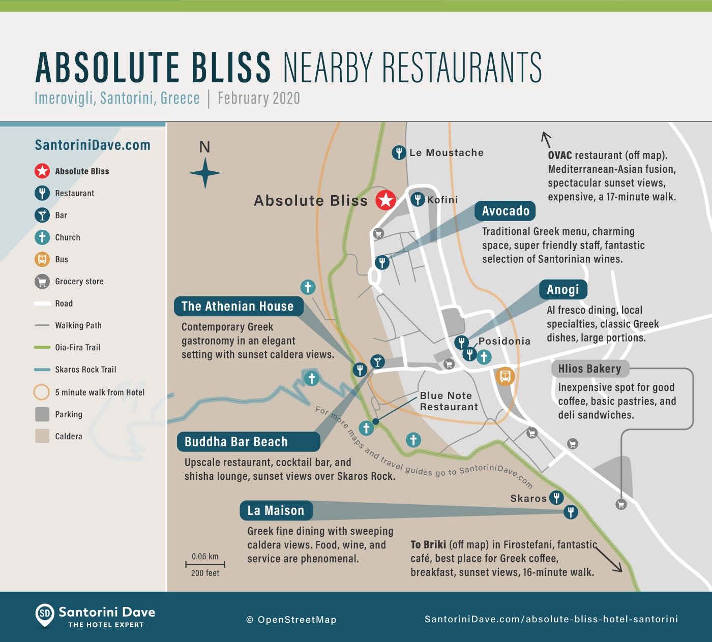 Map showing restaurants near Absolute Bliss