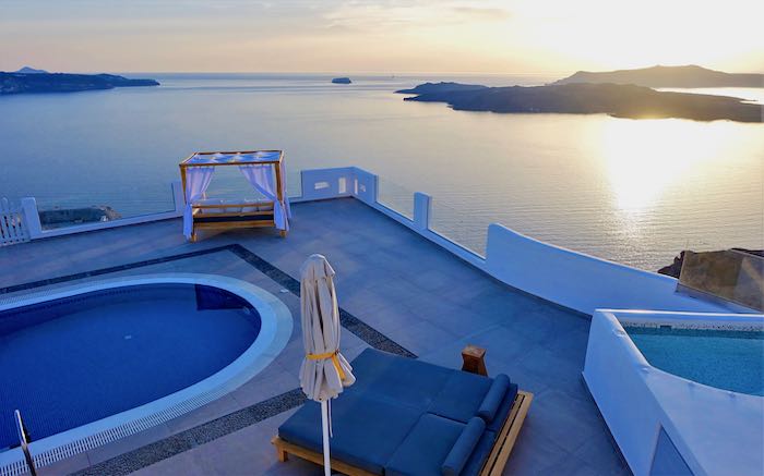 Sunset view from the Sapphire Villa terrace.