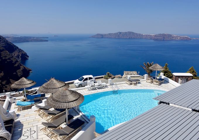 Heated pool at Santorini Princess Spa Hotel