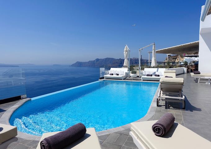 Heated pool at Santorini Secret