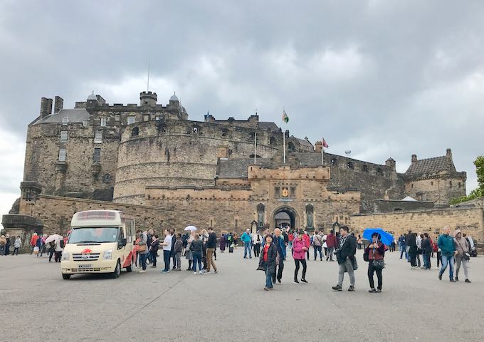 Edinburgh Castle is on the west end of the Royal Mile.