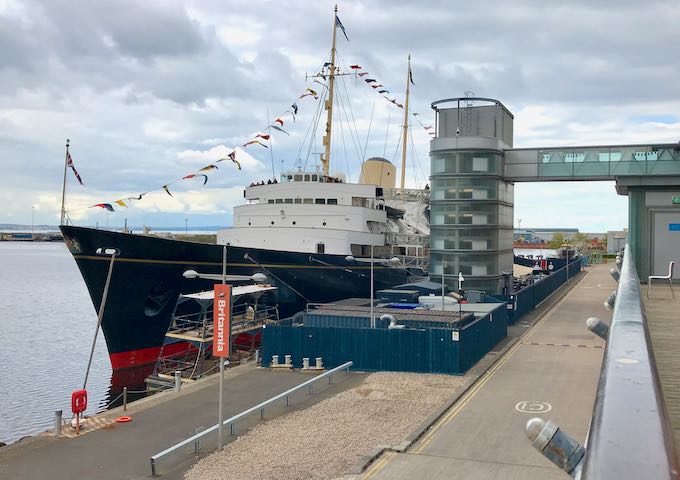 The Royal Yacht Britannia is moored in Leith.