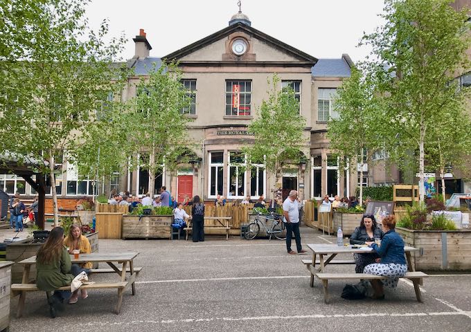 Summerhall features a beer garden and gin distillery.