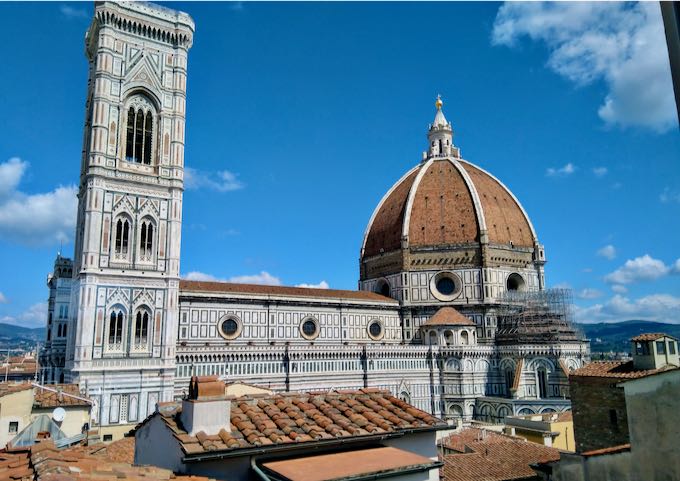 The iconic Duomo has a spectacular dome.