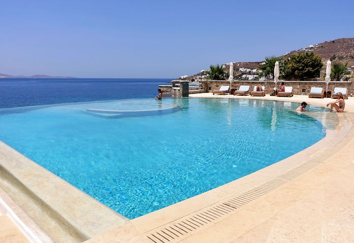 Pool and view from Anax Resort and Spa on Agios Ioannis Beach