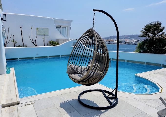 The pool at Harmony Boutique Hotel near the Old Port in Mykonos Town