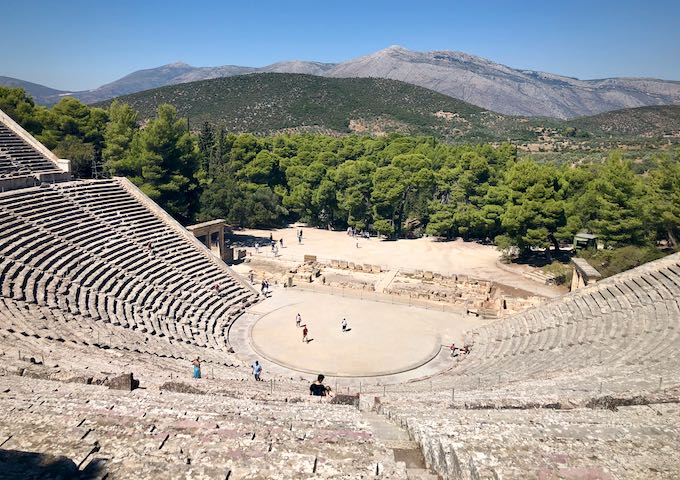 The ancient amphitheater at Epidavros.  