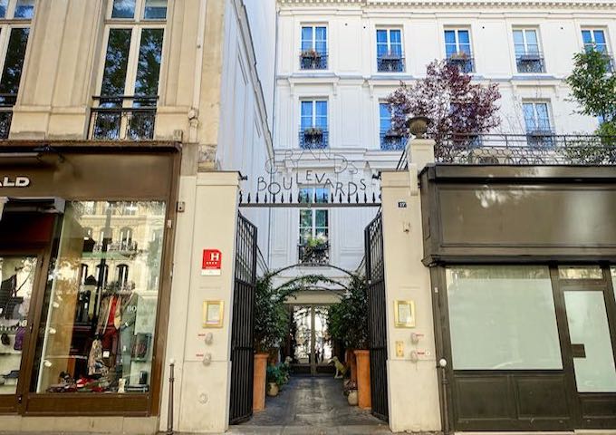 The entrance of Hotel des Grands Boulevards