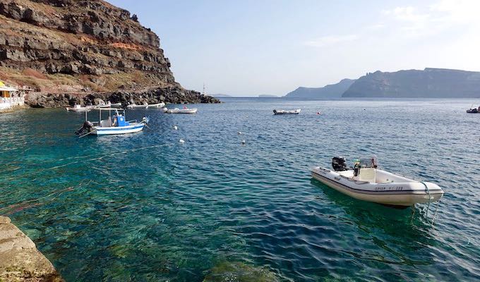Ammoudi Bay is the best swimming spot near Oia.