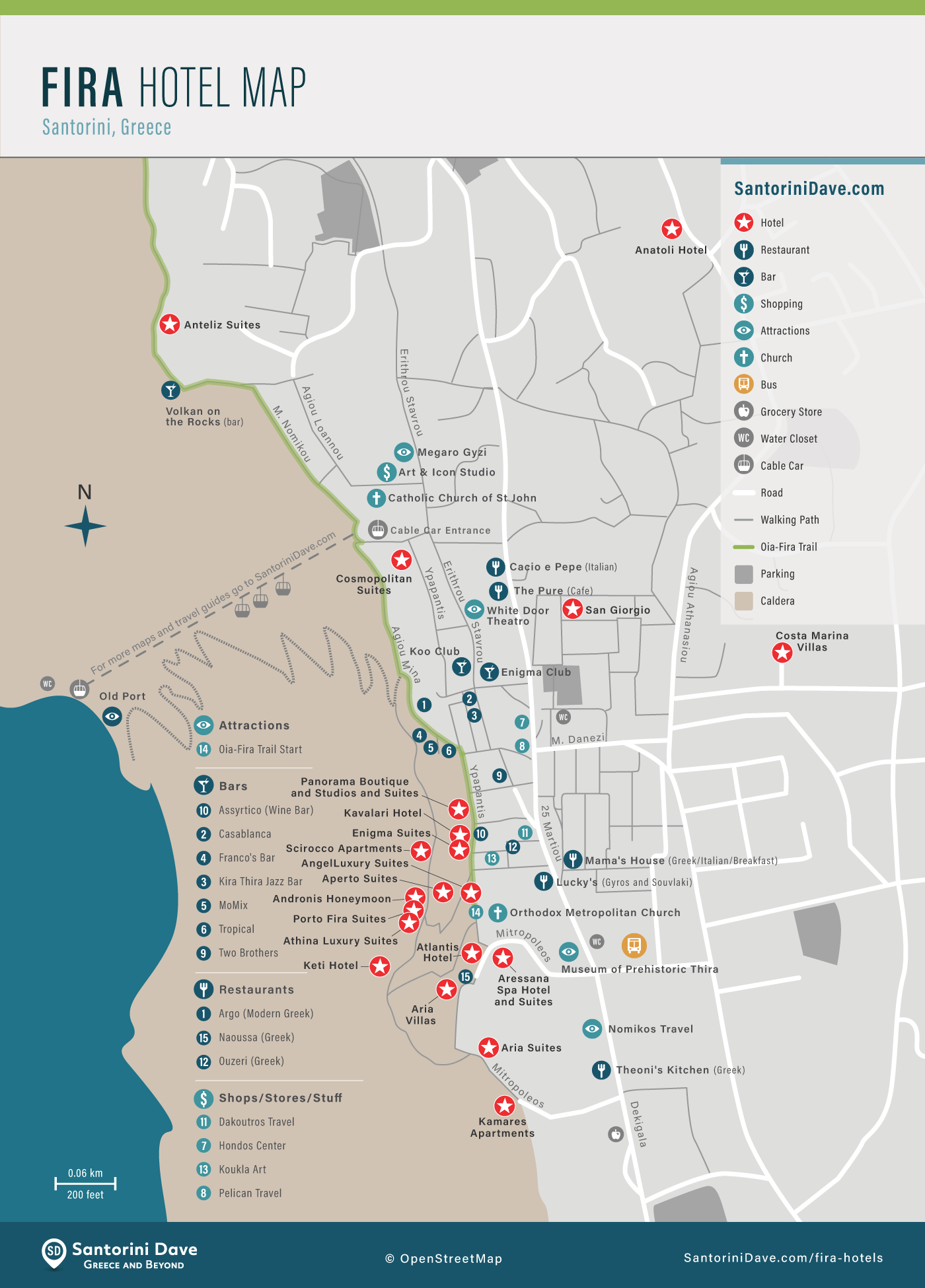 Maps Santorini Hotels  Towns  Beaches  Hikes  Ferry Port