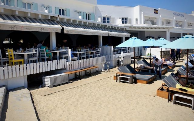 Beach restaurant with indoor and outdoor tables