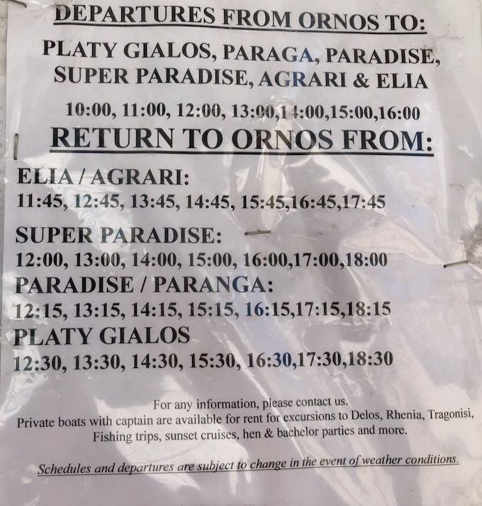 Mykonos Water Taxi Schedule and Prices
