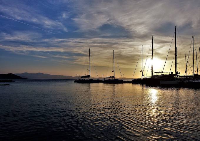 Naxos port at sunset