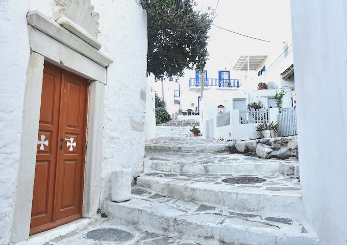 Steps by an old church in Parikia, Paros