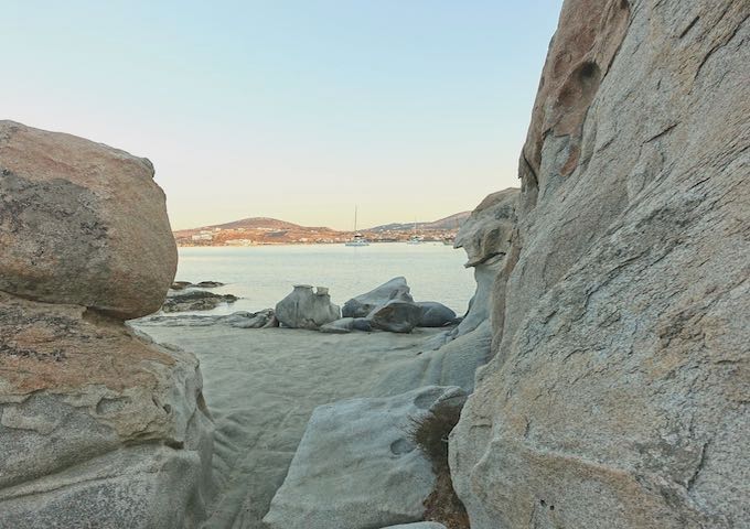 Kolymbithres Beach in Paros at sunset