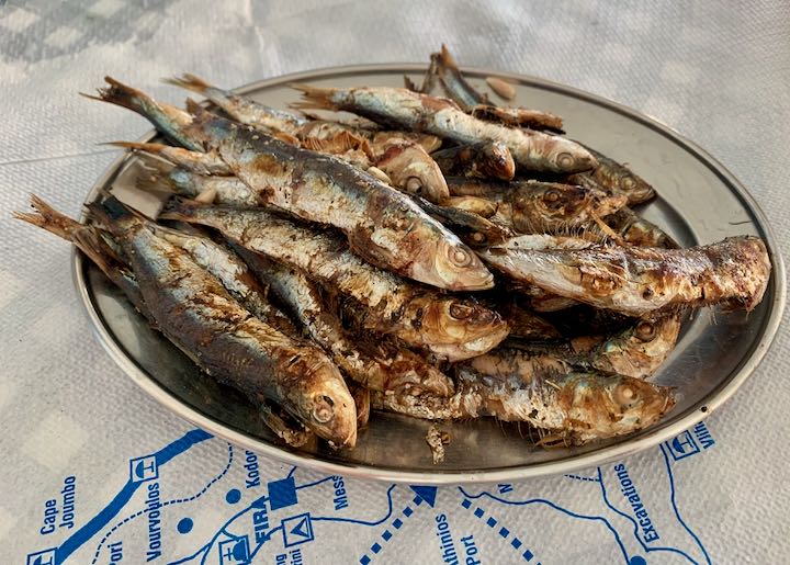Fresh fish at Santorini taverna.