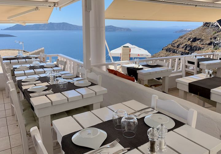 Restaurant in Fira, Santorini.