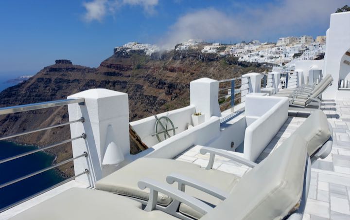 Hotel with caldera view in Firostefani, Santorini.