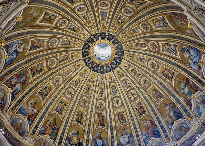 Inside the dome of St Peter's Basilica in the Vatican