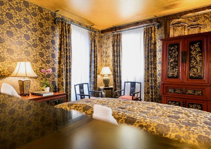 The Oriental Room features lacquered furnishings.
