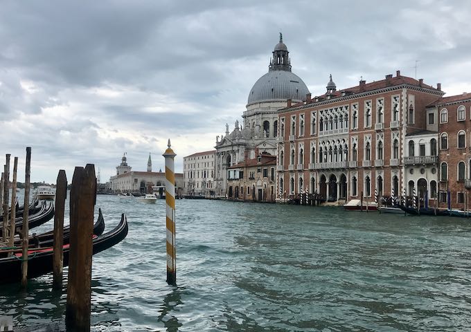 The view of Santa Maria della Salute church across the Grand Canal is amazing.