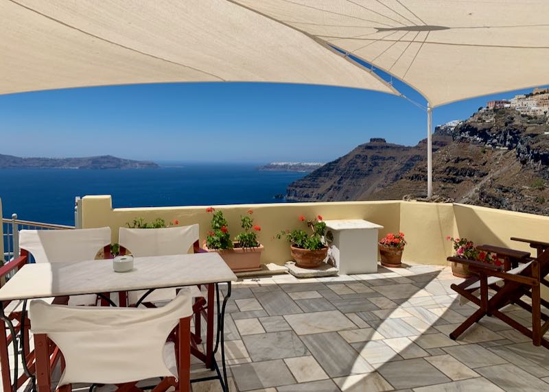 Cori Rigas Suites Fira cafe terrace view