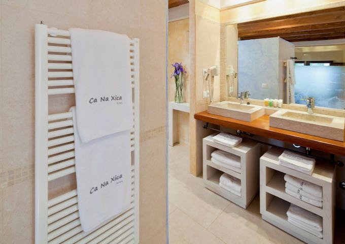 Rooms in old building have modern bathrooms as well.