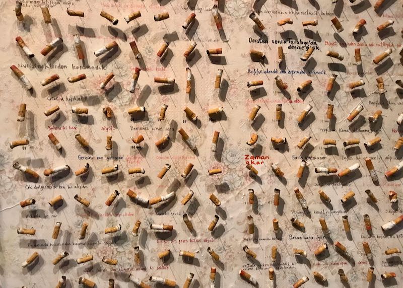 Museum of Innocence has a display of cigarette butts.