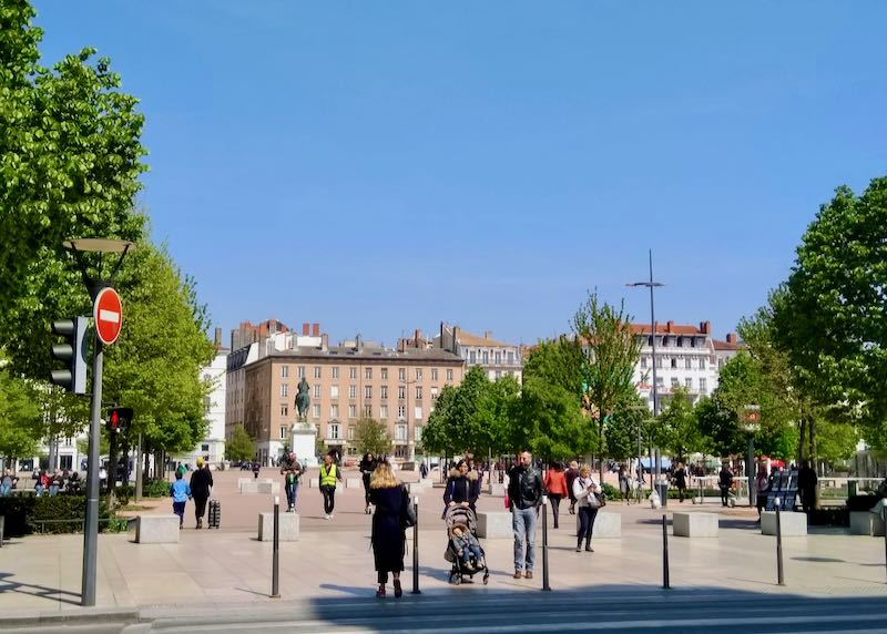 Place Bellecour is opposite the hotel.