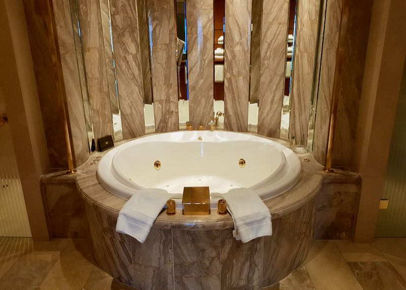 Some villas have marble jacuzzis.