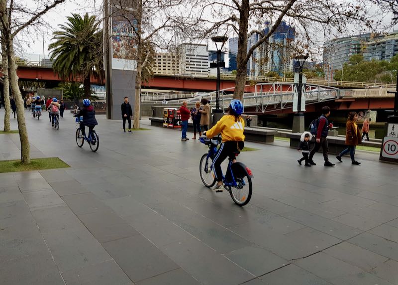 Southbank is popular for cycling.
