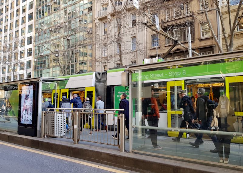 Trams in the city center are free.